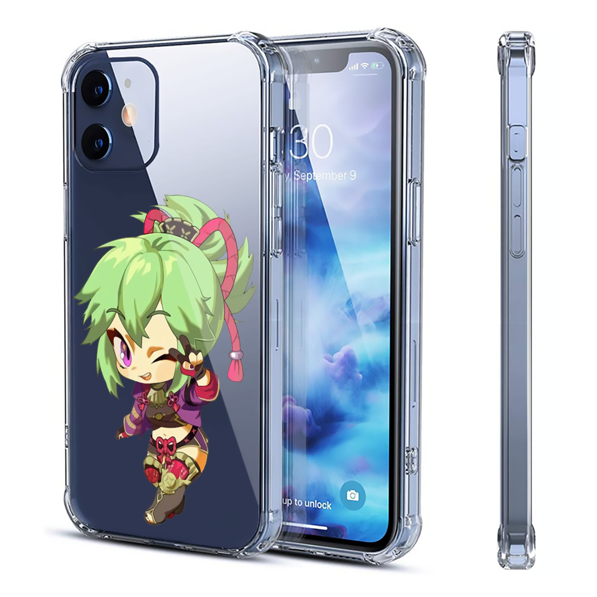 げんし神  久岐忍 くき しのぶ genshin Kuki Shinobu 【iPhone 12シリーズ対応】透明スマホケース（クリアソフトケース）